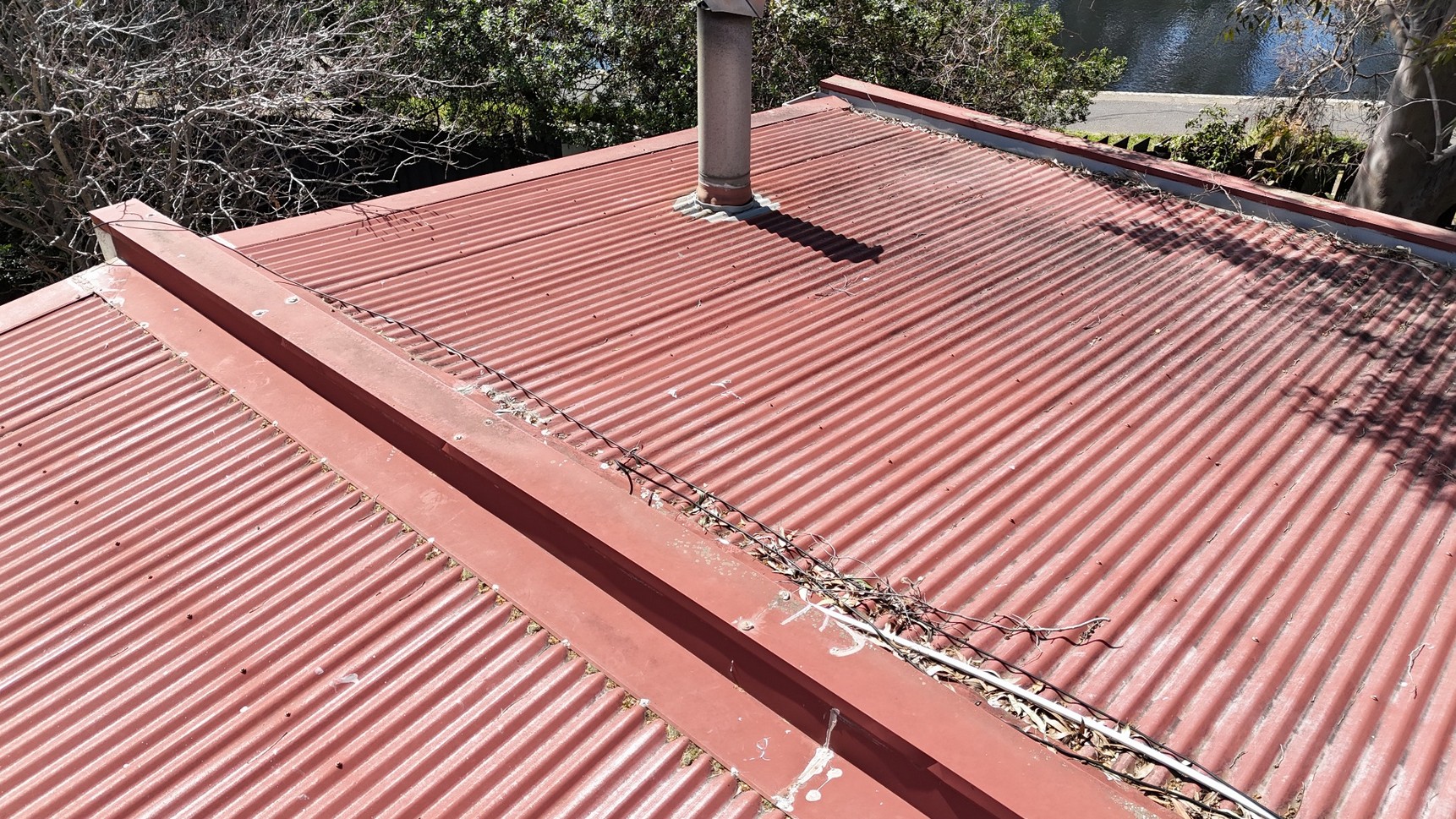 Drone view of roof surfaces for an inspection record